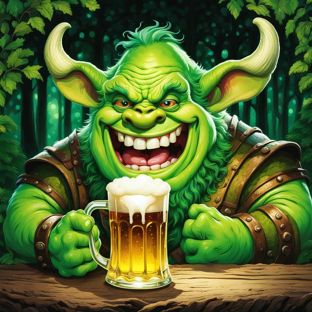 Ogre Drinking Beer
