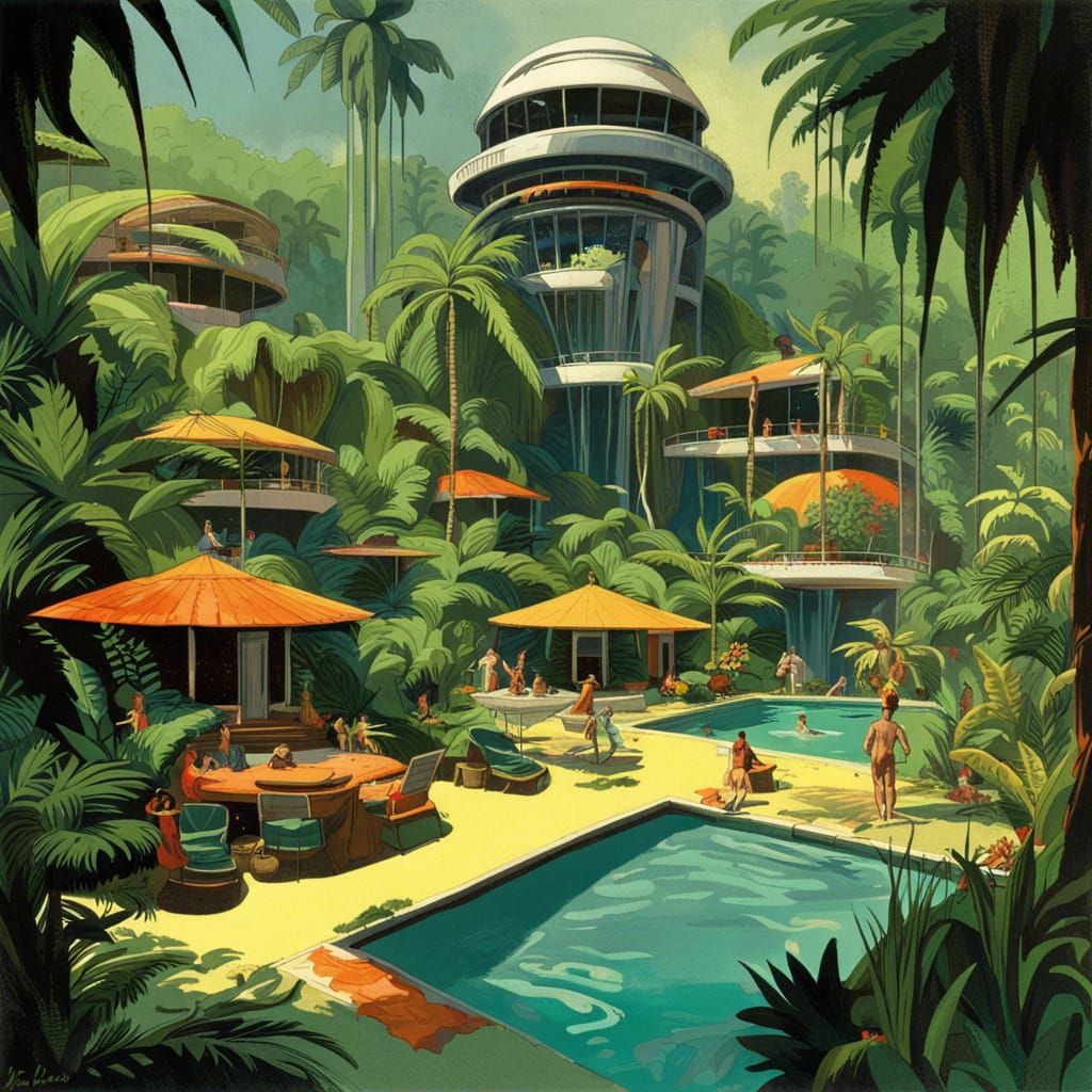 tropical space hotel resort pool
