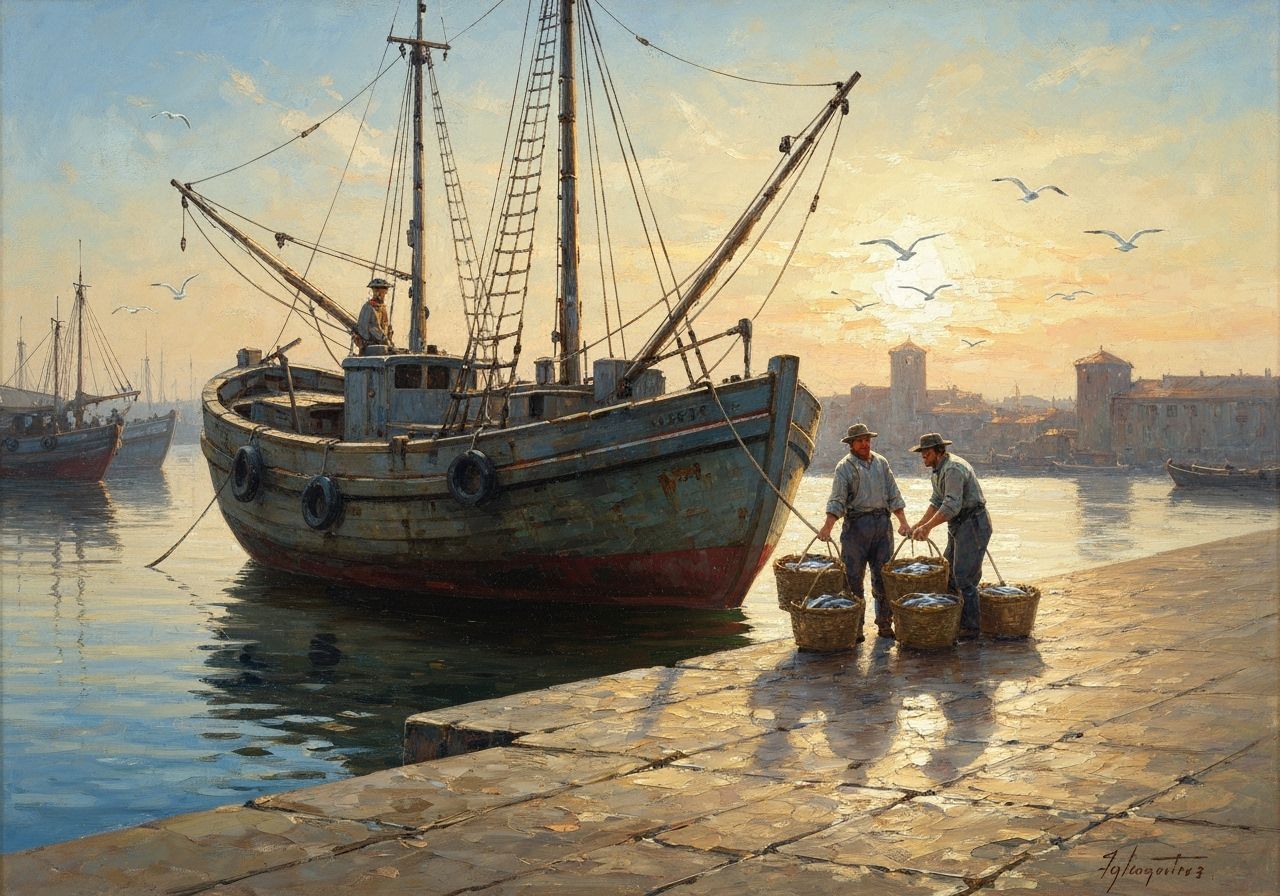 Fishing boat docked in a harbor  by @AVA