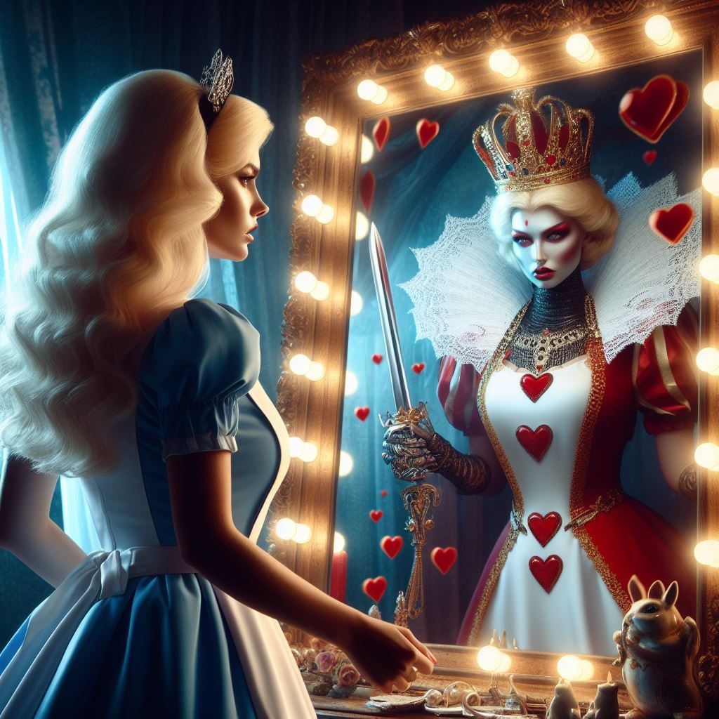 Alice sees herself as the new queen of hearts