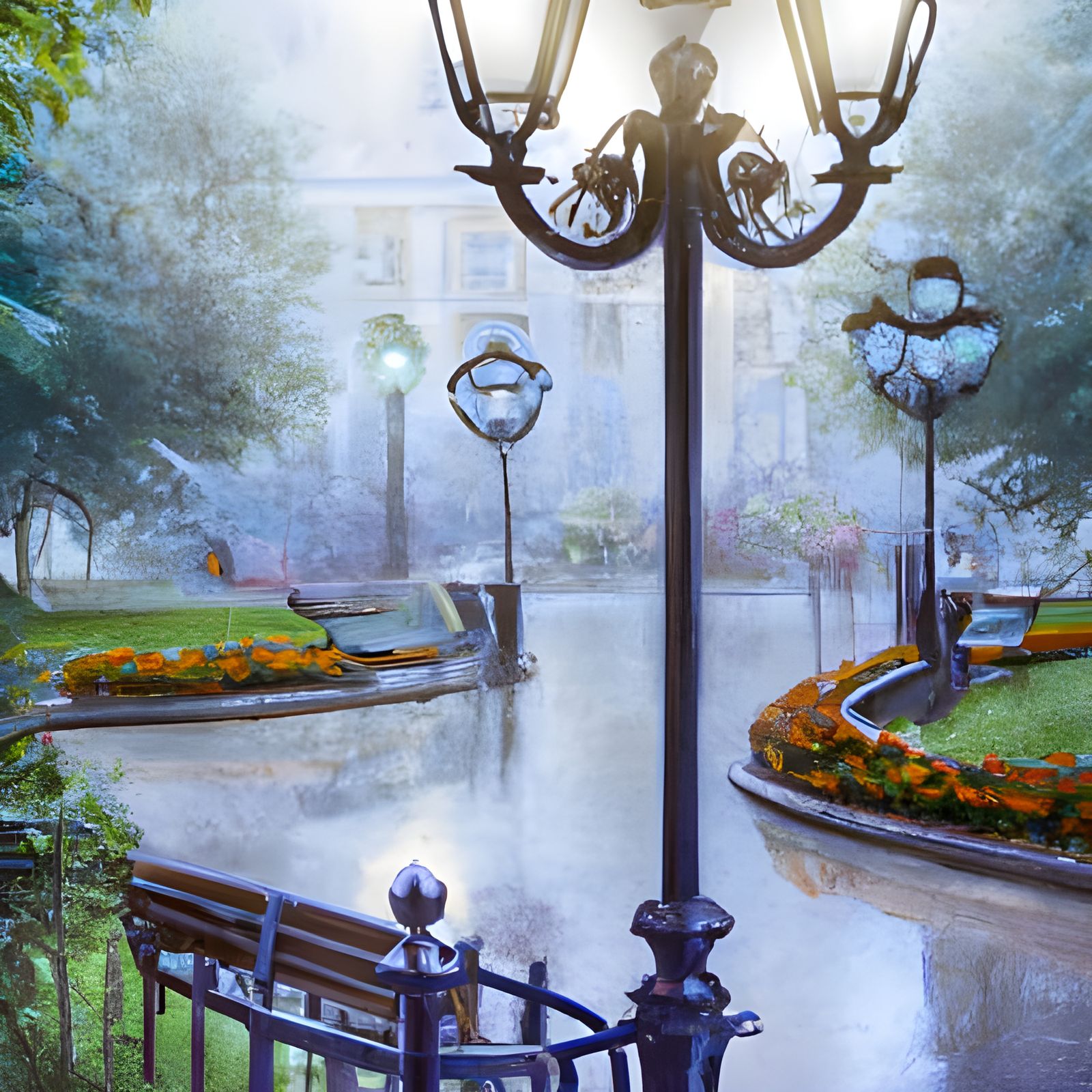 Rainy Day Stroll in Park