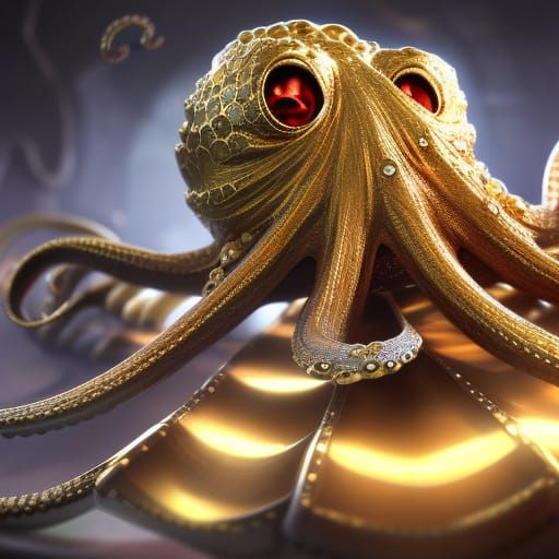 Golden Octopus 07 - AI Generated Artwork - NightCafe Creator