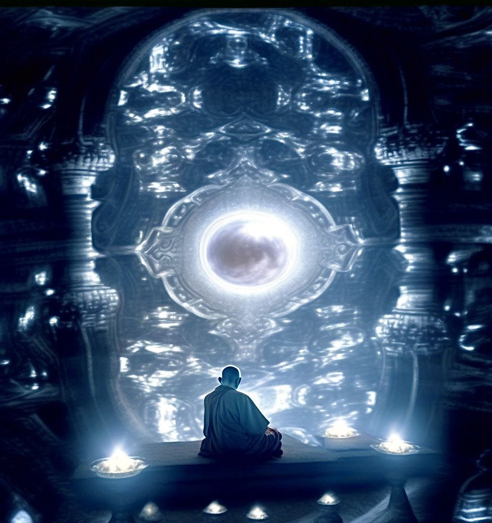 Monk seated in the Palace of Light