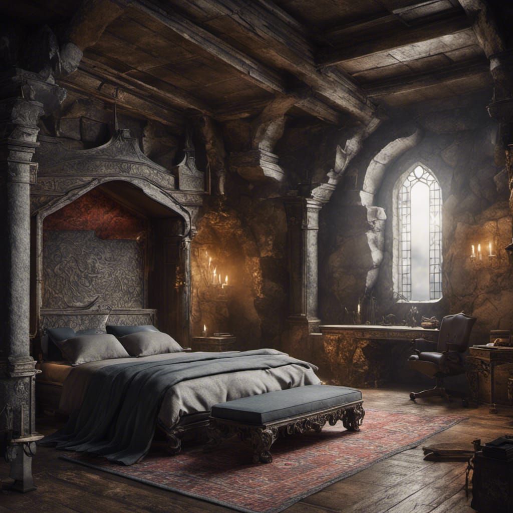 a brutalist medieval grand royal bedroom at dragonstone of game of ...