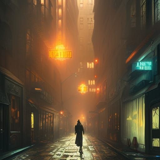 Dark alley in 1940'2 New York. - AI Generated Artwork - NightCafe Creator