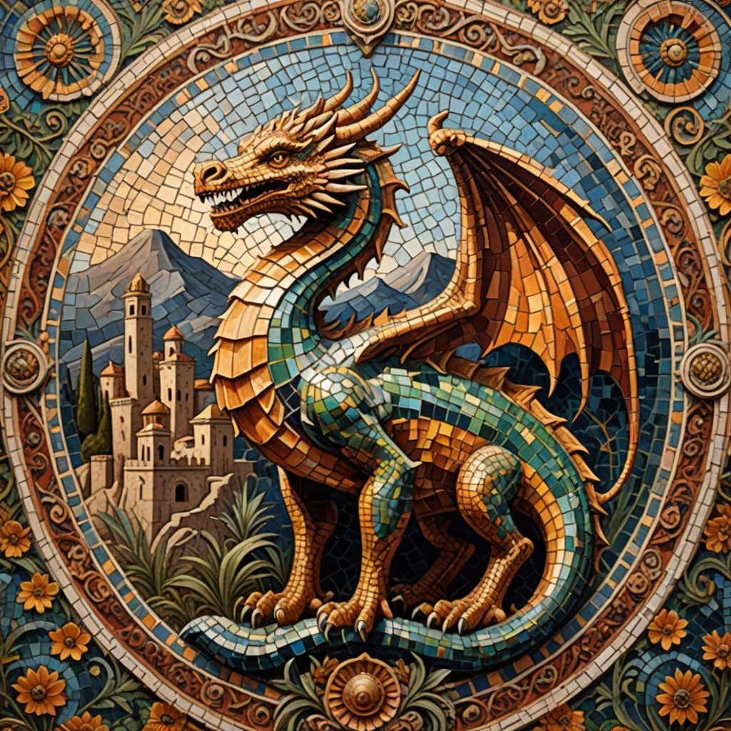 Italian Dragon Mosaic  by @jakerlyon