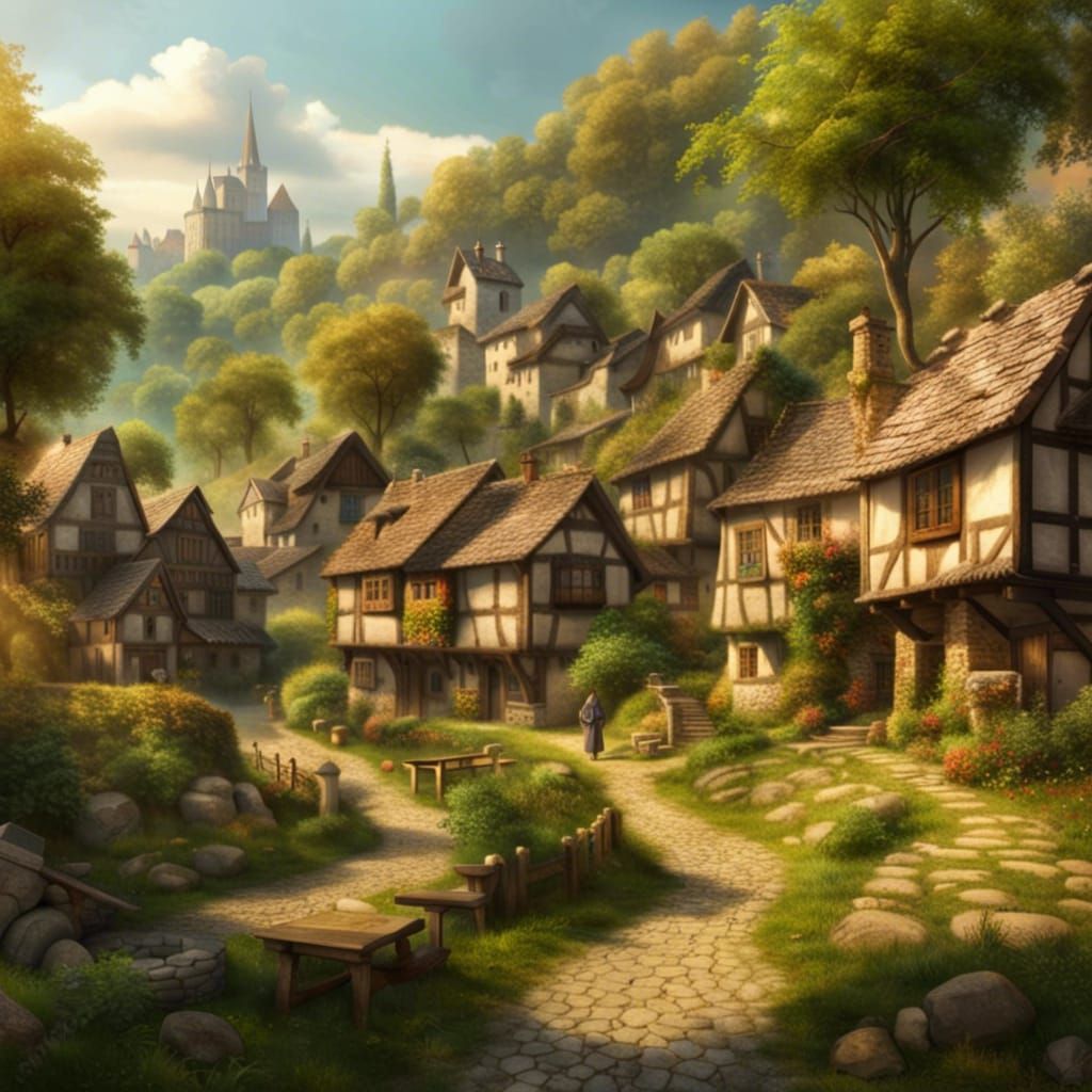 A medieval village - AI Generated Artwork - NightCafe Creator