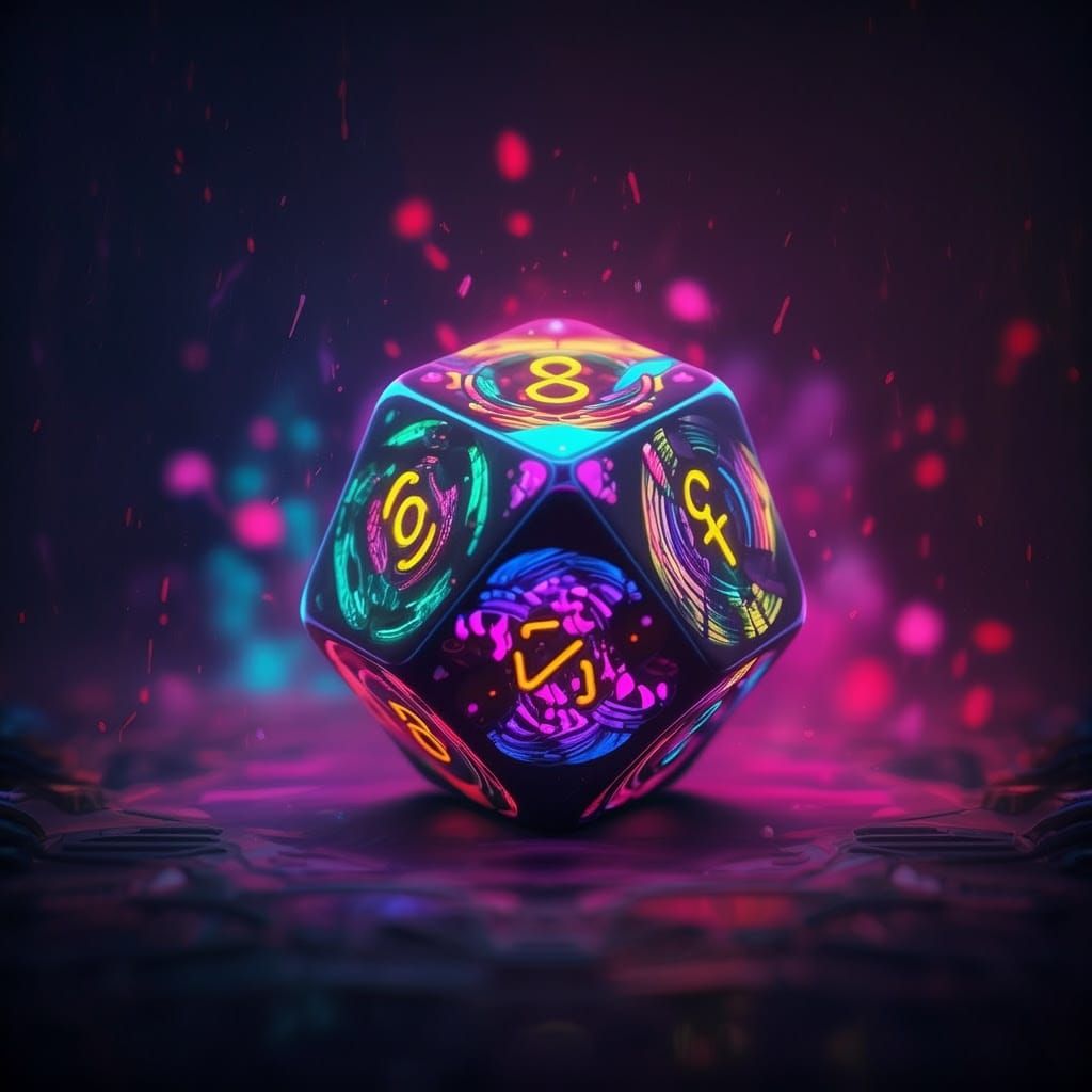 Neon Lit Die in Futuristic Concept Art Style