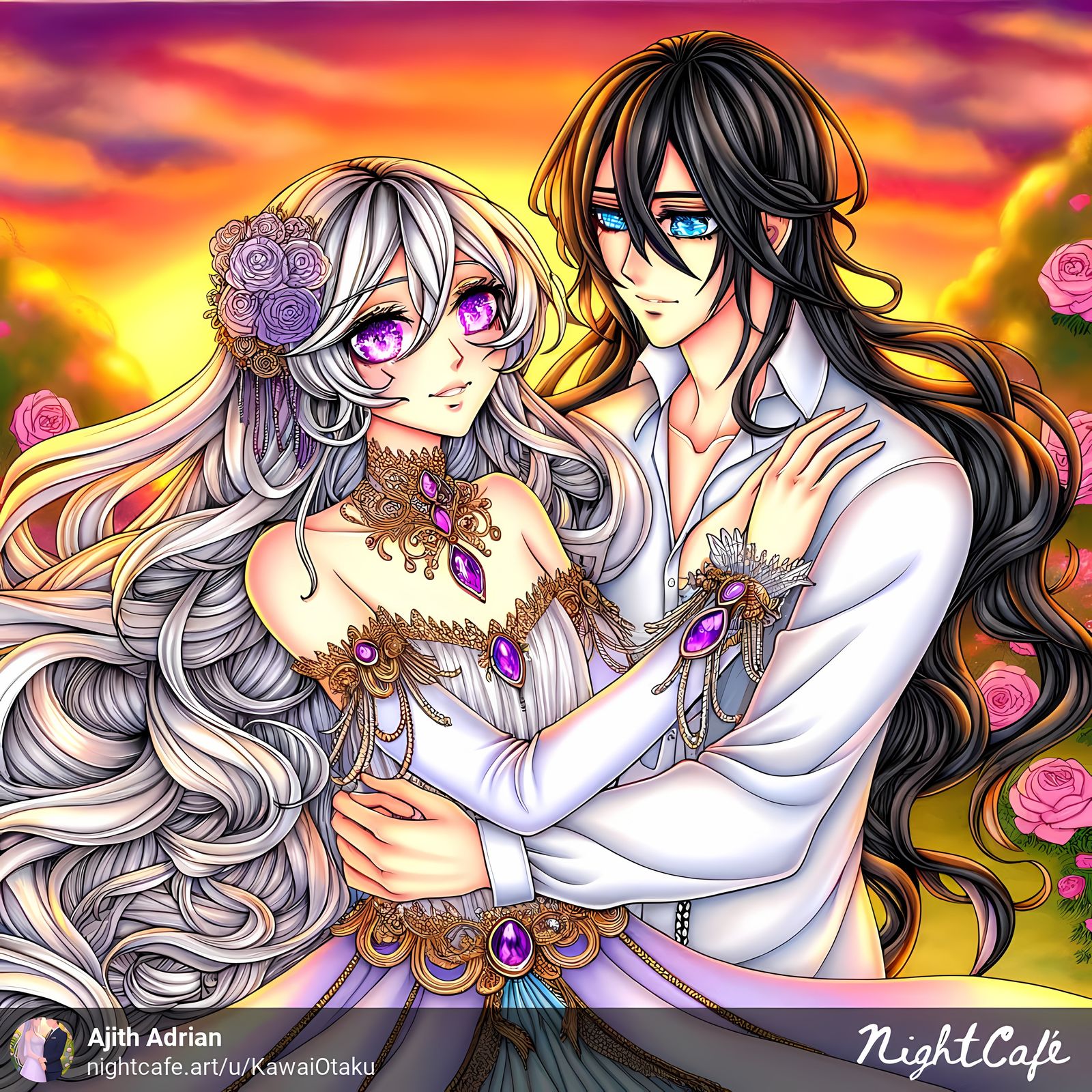 Emilia and Subaru from Re:Zero Different Art Style