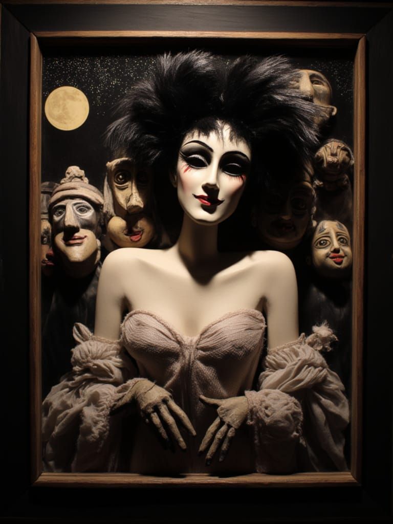 A striking and dramatic Berlin cabaret nightclub poster featuring Weimar Republic expressionism imagery. The design captures the decadent at...