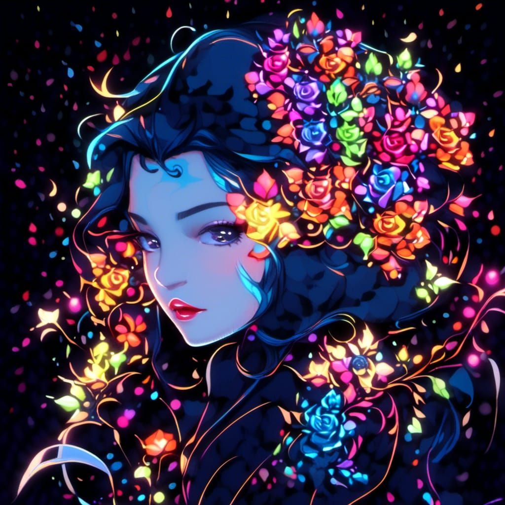 Luminous Flower at Twilight in Surreal Collage Art