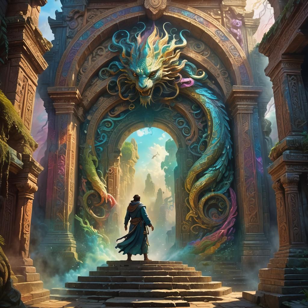 Mystical Creature Emerges from Portal: Concept Art