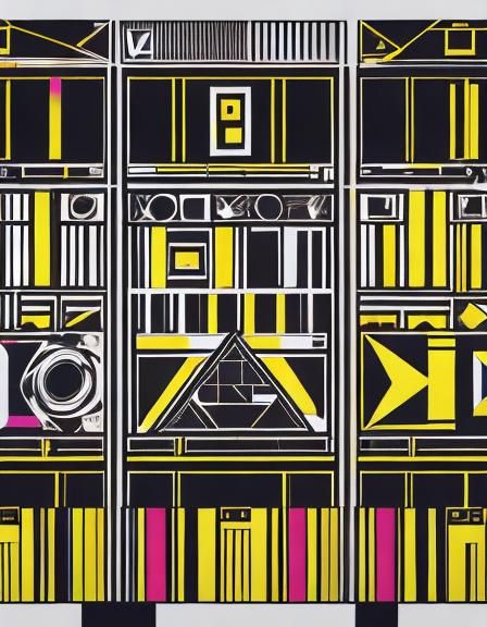 Screen print, pop art, splash screen art, triadic colors, di...