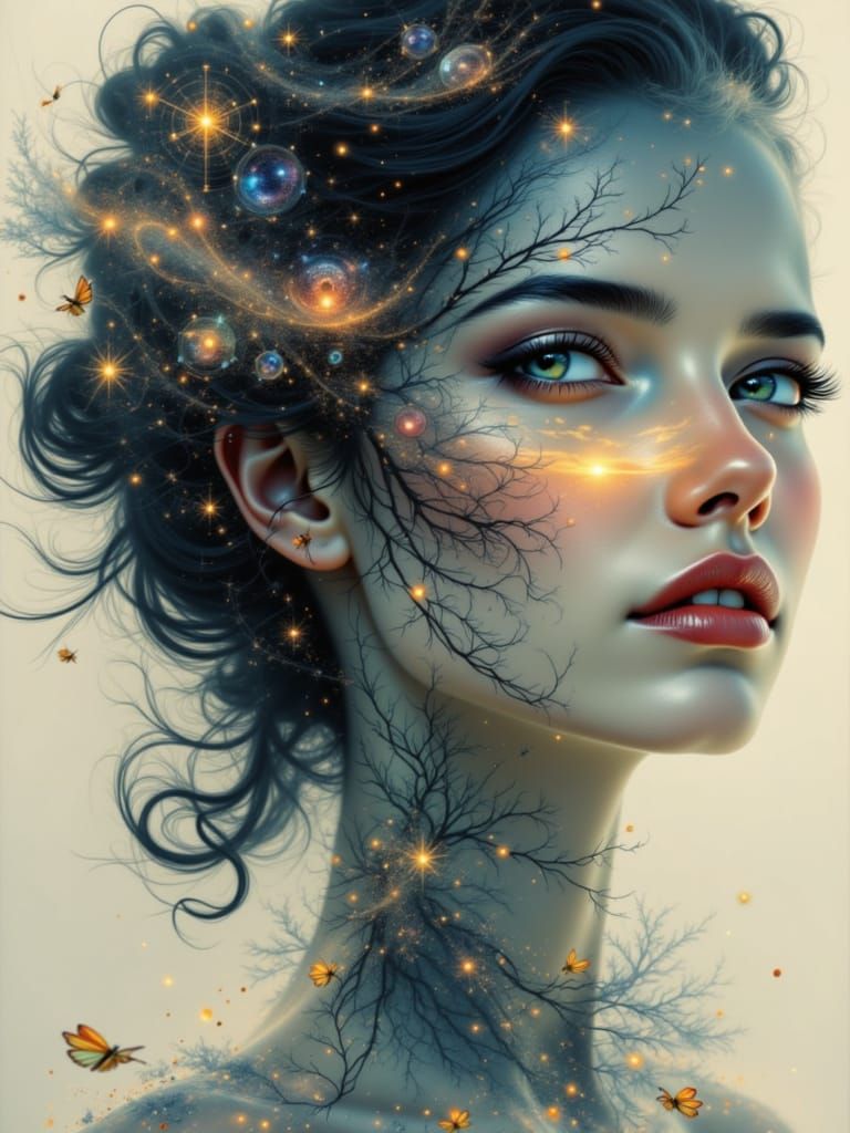 Surreal woman cosmic double exposure <lora:Pandemonium:1.0>