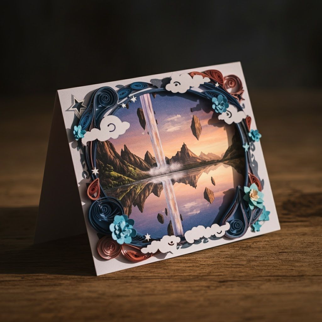 Surreal Waterfall Dreamscape in a Postcard