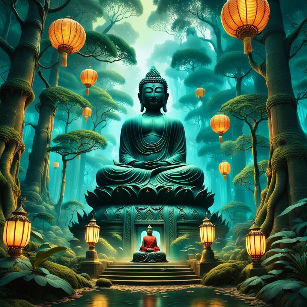 Buddha and Subhuti in Luminous Forest