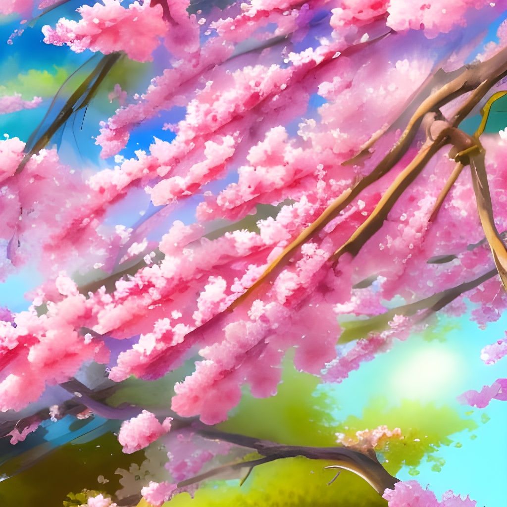 Sakura Blossom in Gouache Watercolor Style