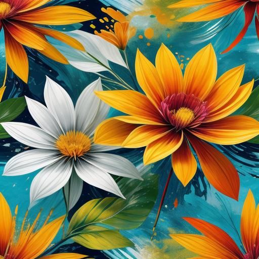 <lora:botanical-floral V1:0.6> 1) botanical floral design
2) abstract modern contemporary
3) splashes and scrapes
4) texture