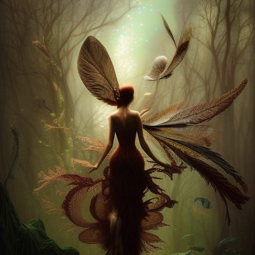 Fairy With Gold Wings - AI Generated Artwork - NightCafe Creator