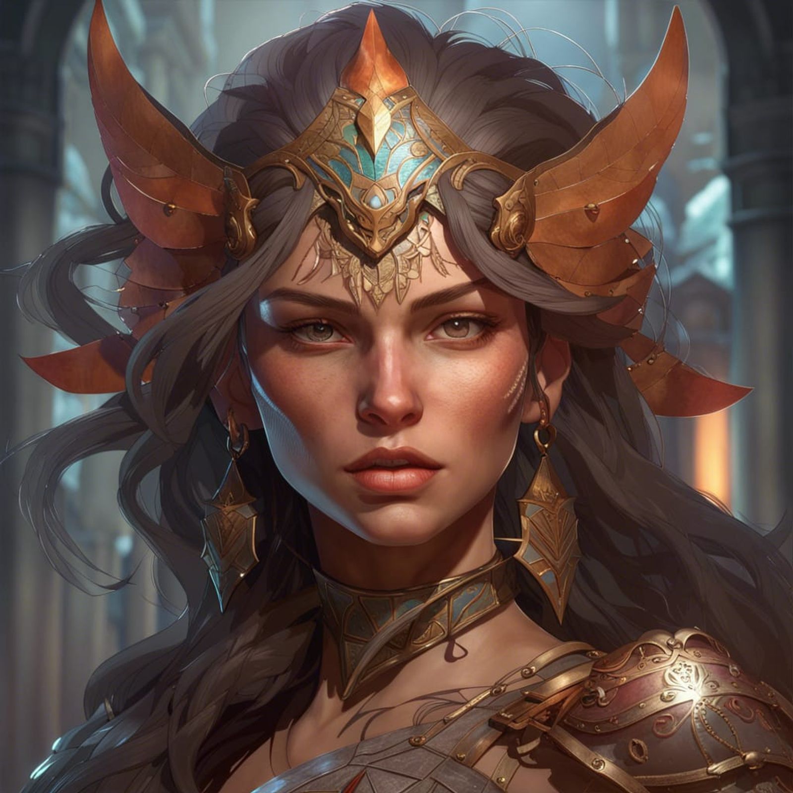 Valkiria head and shoulders portrait, 8k resolution concept art portrait by Greg Rutkowski