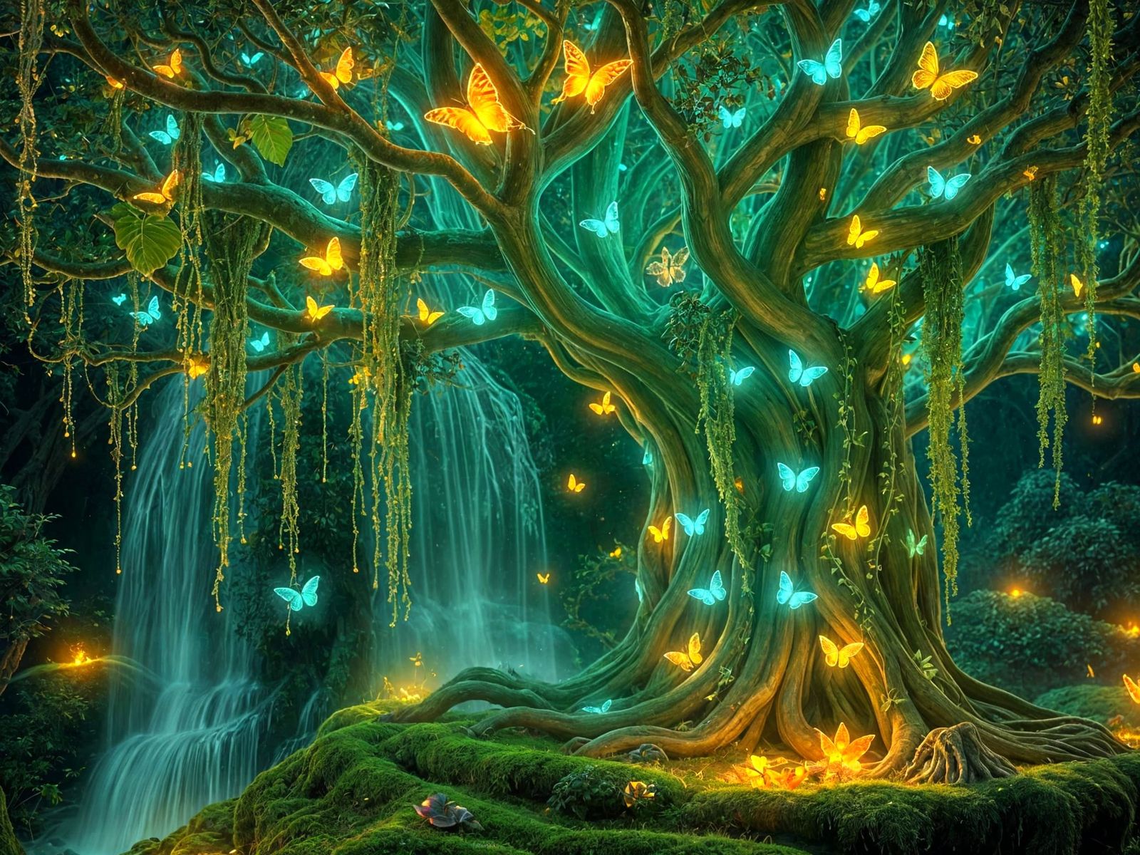Lantern Tree of the Whispering Falls  by @Francis H