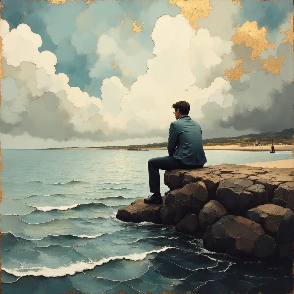 Man sittin' on the dock of the <lora:Azura:0.8> bay
Watching the <lora:divineOil:1.0> tide roll away