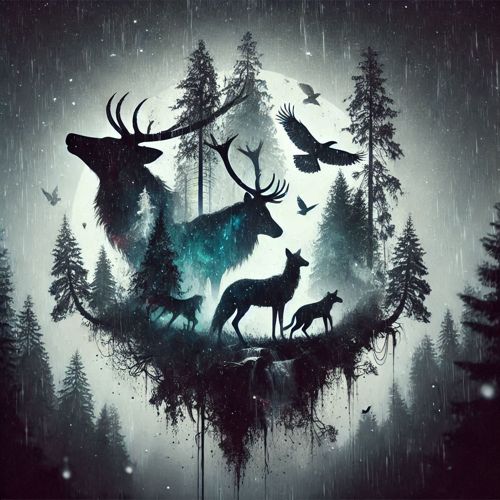 double exposure beautiful fantasy DALL-E 3 portrait landscape..