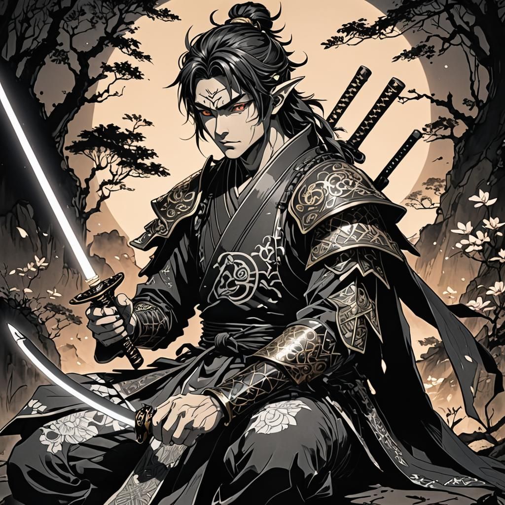 Pen and ink - Samurai - AI Generated Artwork - NightCafe Creator