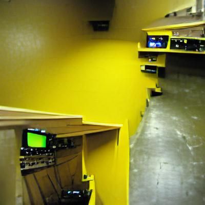 video console hallway backroom yellow