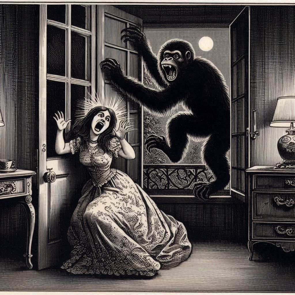 19th Century Woodcut Illustration for Edgar Allan Poe's "Mur...