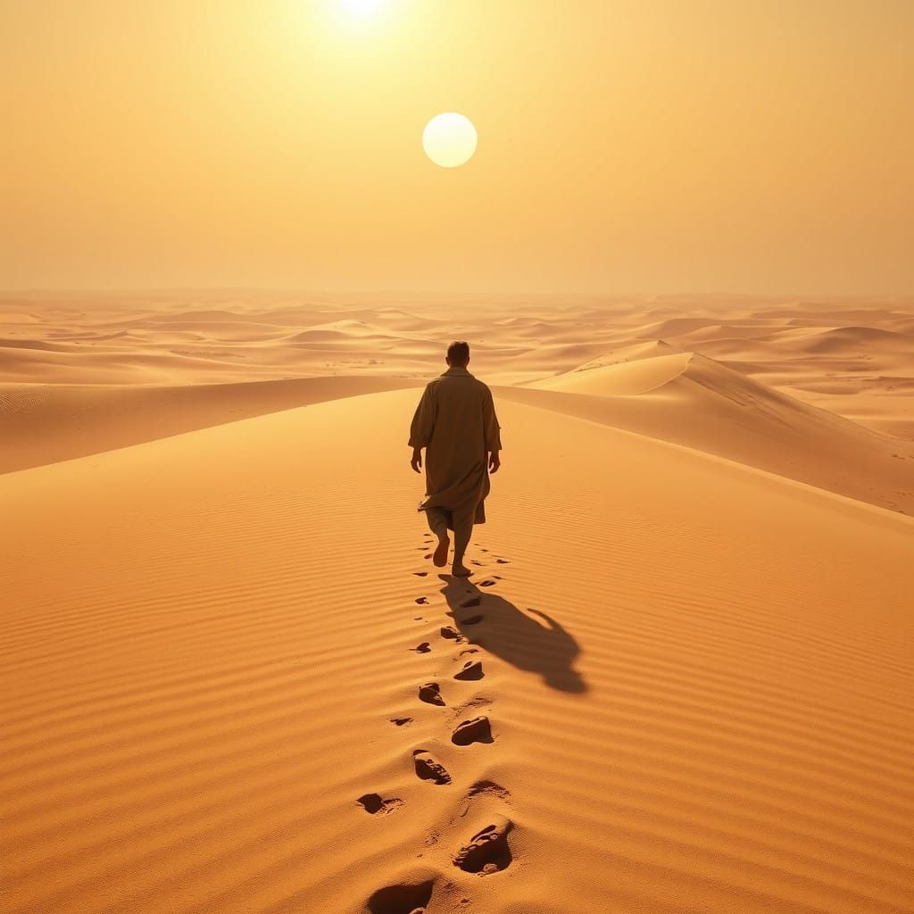 A lost man stumbles through the desert  by @Pseudonym