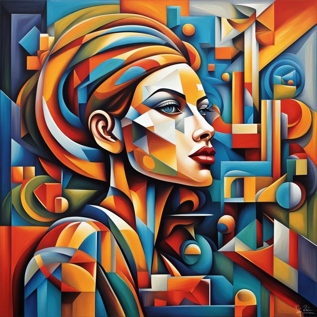 Avant-Garde cubism Of a tall Beautifull woman
