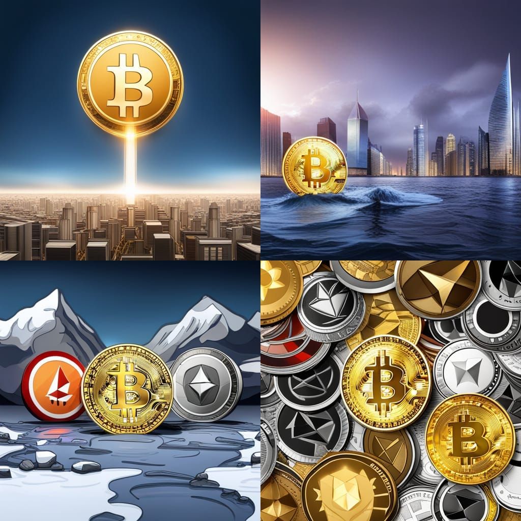 all cryptocurrency in one picture realistic