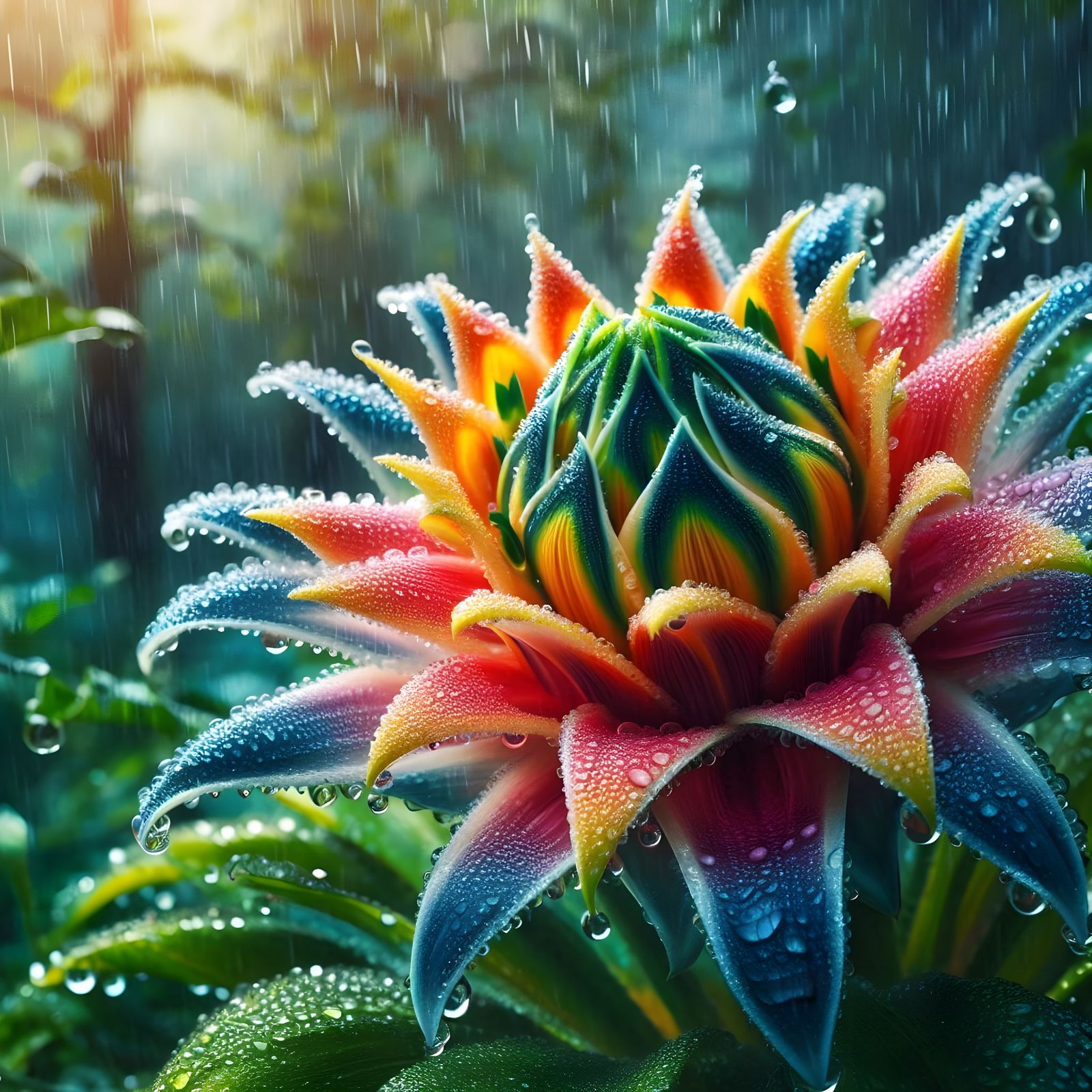 Unique Flower in the Rain