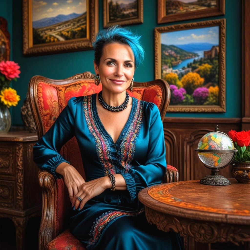 Intelligent Eyes Shine in Vibrant Hyperrealistic Portrait