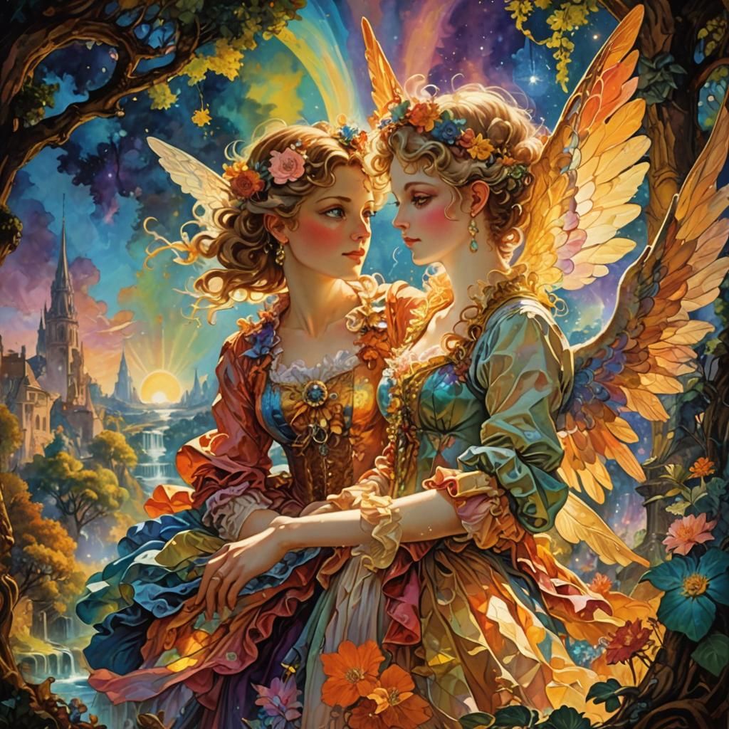 Colorful fairy angels