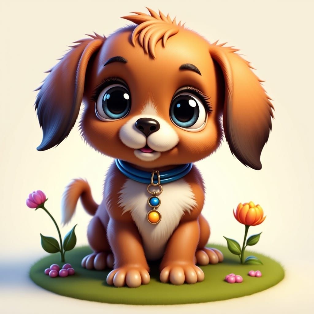 <lora:Flux Cute Big Eyes:1.0> Adorable puppy 