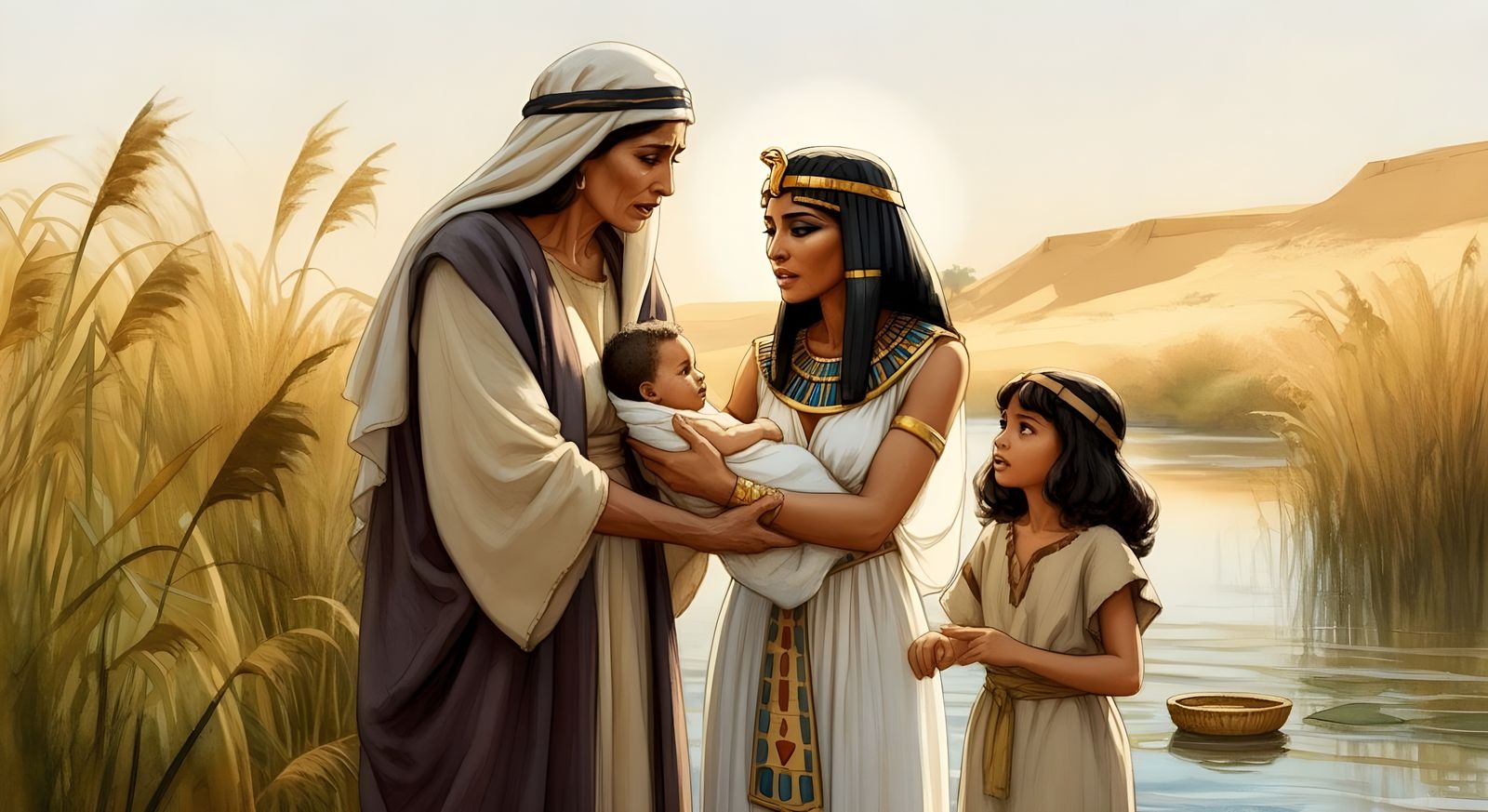 Jochebed, receiving her son Moses to nurse for Pharaoh's daughter Exodus 2:1-8  by @Gary Murakami