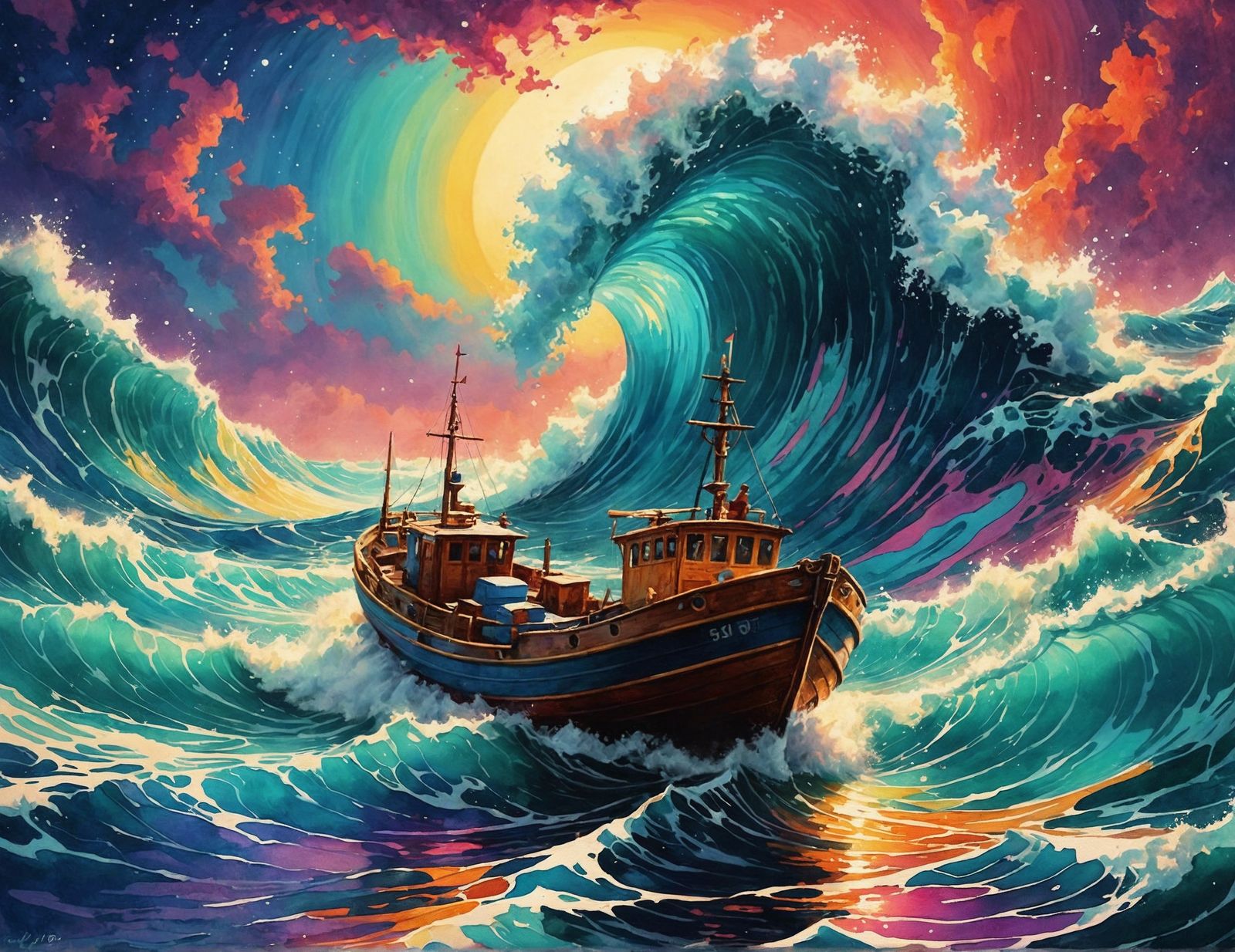 tiny boat giant waves, v3