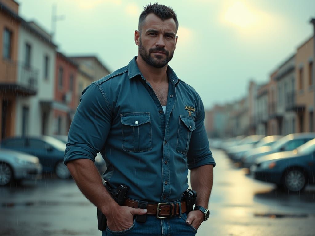 Handsome guy after the rain