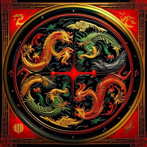 Dragon and Phoenix Yin Yang Steampunk Comic Art