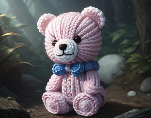 Transgender Pride Knitted Teddy Bear in CGSociety Style