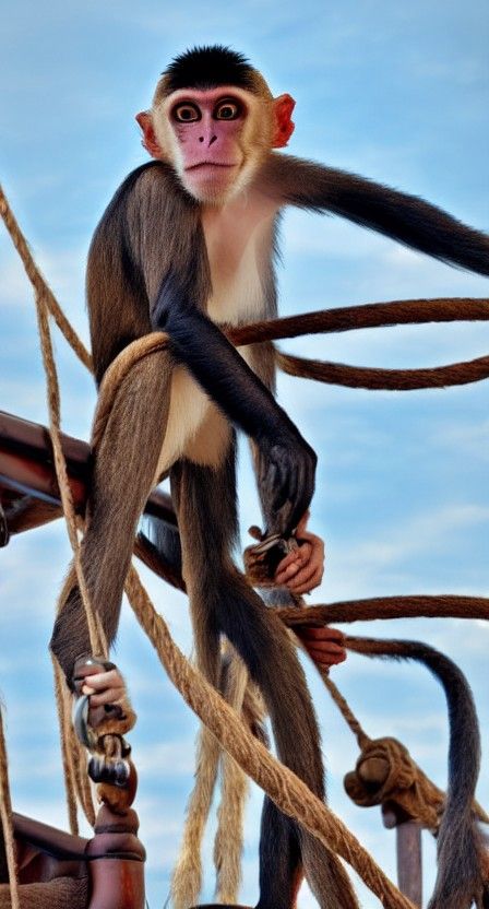 Pirate monkey on ship