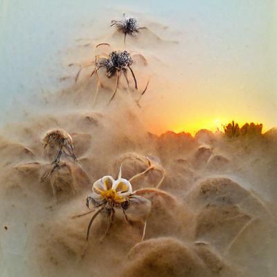 Flowerspiders in sunset dust
