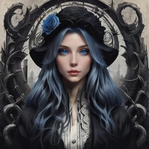 Beautiful woman ::long blue hair::blue eyes:: beautiful body...