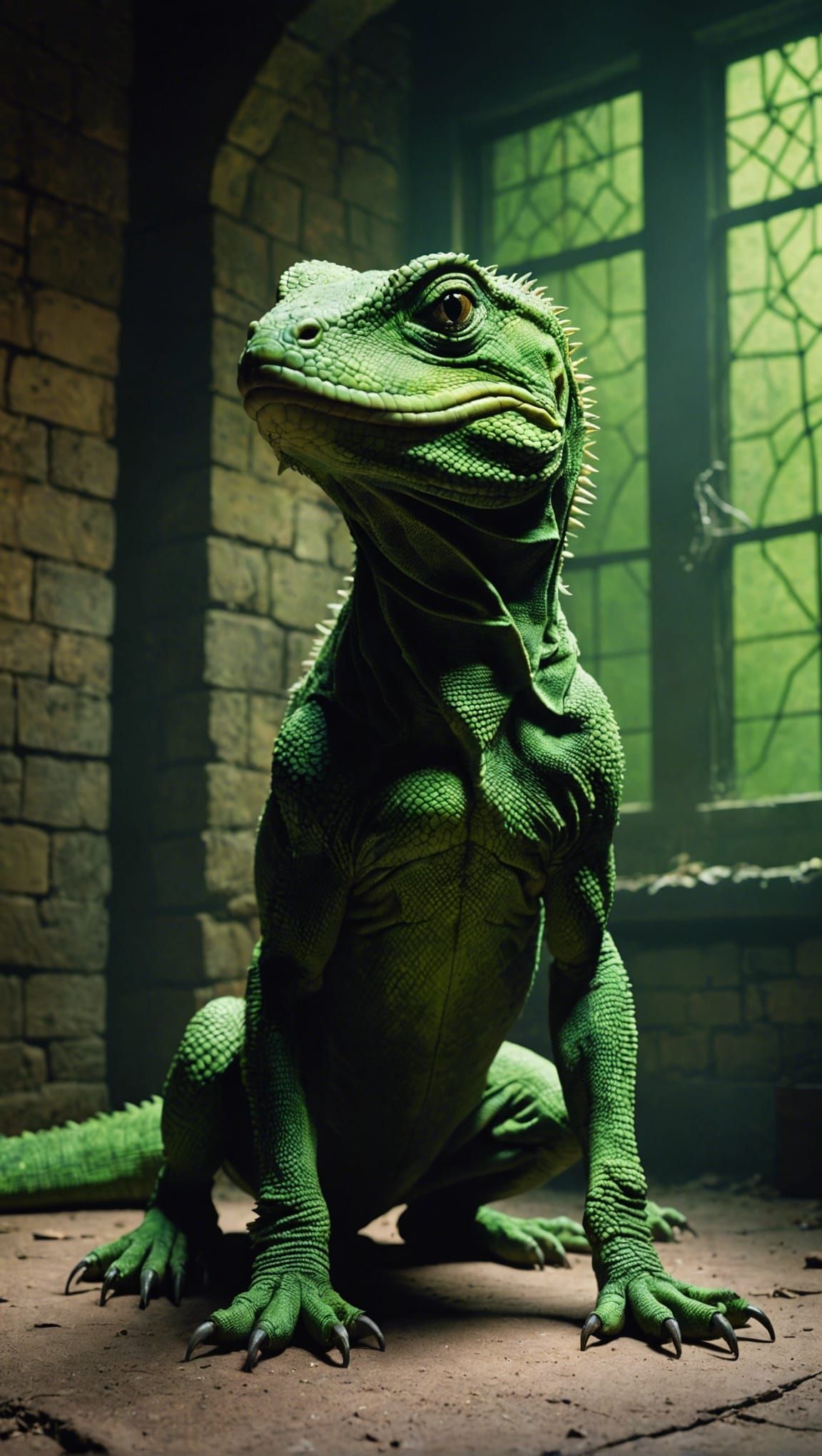 Giant Lizard in Unremarkable Dungeon