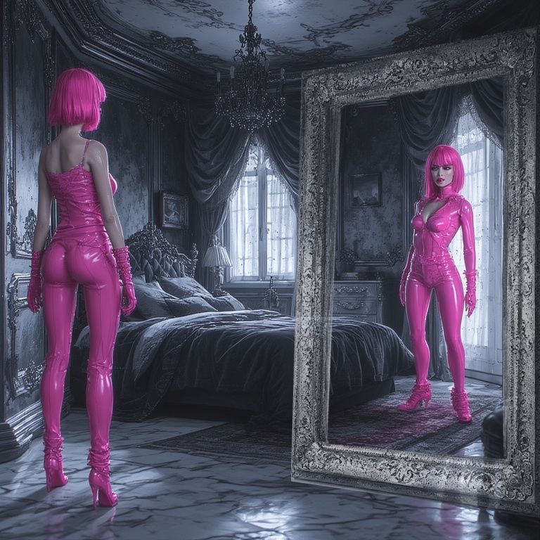 Bedroom with mirror image