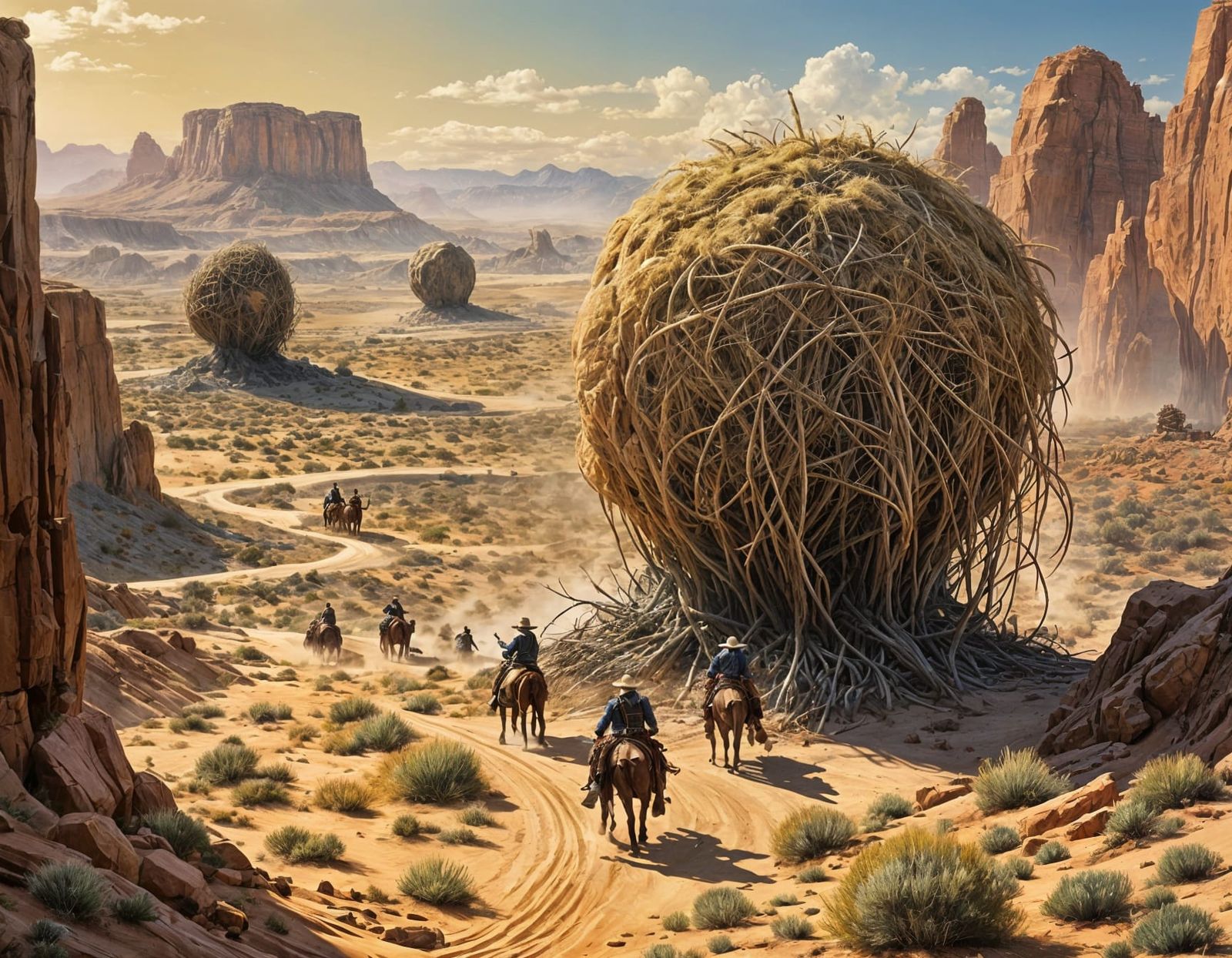 Cowboy Duel with Comical Tumbleweed: Concept Art