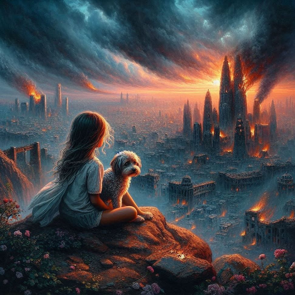 Leaving the destroyed city