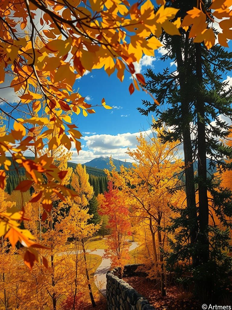 a beautiful autumn scene in impressionist style with thick impasto neo-impressionism expressionist style oil painting, smooth post-impressio...